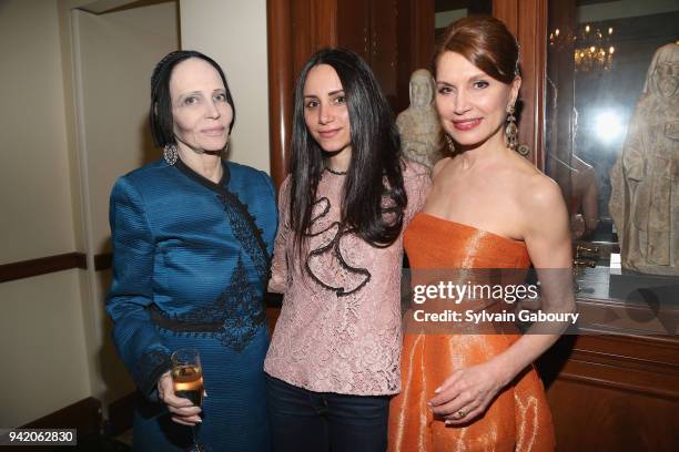 Mary McFadden, Elizabeth Shafiroff and Jean Shafiroff attend Martin and Jean Shafiroff Host Cocktails for Surgeons of Hope at Private Residence on...