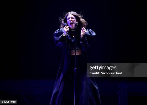 Lorde performs at Melodrama World Tour at Barclays Center on April 4, 2018 in New York City.