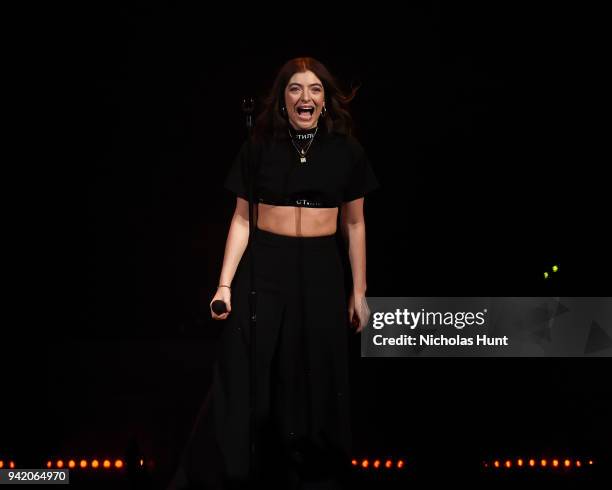 Lorde performs at Melodrama World Tour at Barclays Center on April 4, 2018 in New York City.