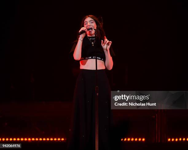 Lorde performs at Melodrama World Tour at Barclays Center on April 4, 2018 in New York City.