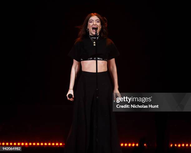 Lorde performs at Melodrama World Tour at Barclays Center on April 4, 2018 in New York City.