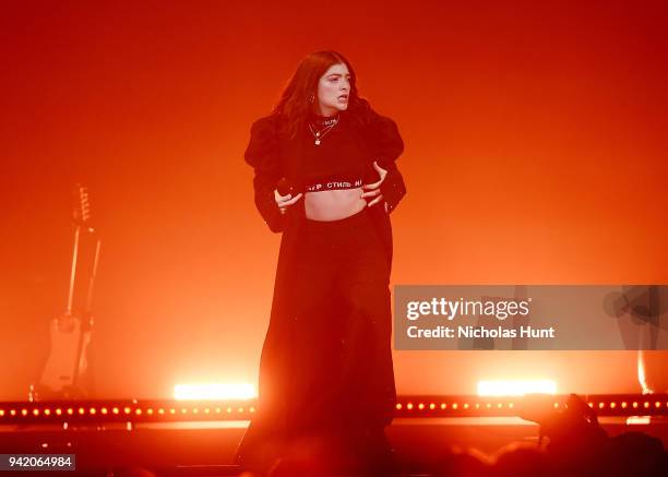 Lorde performs at Melodrama World Tour at Barclays Center on April 4, 2018 in New York City.