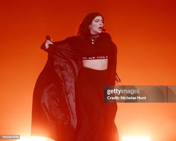 Lorde performs at Melodrama World Tour at Barclays Center on April 4, 2018 in New York City.