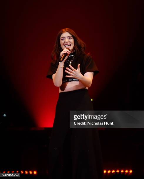 Lorde performs at Melodrama World Tour at Barclays Center on April 4, 2018 in New York City.