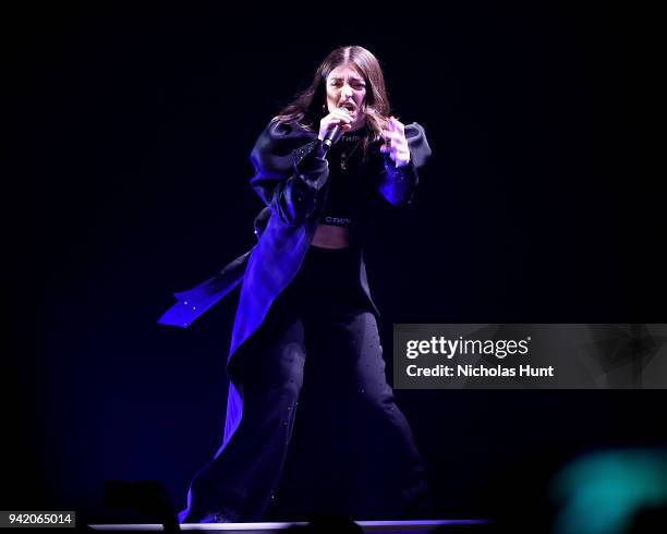 Lorde performs at Melodrama World Tour at Barclays Center on April 4, 2018 in New York City.