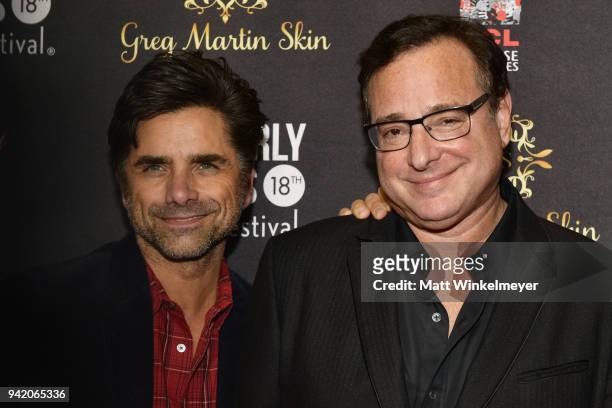 John Stamos and Bob Saget attend the 18th Annual International Beverly Hills Film Festival Opening Night Gala Premiere of "Benjamin" at TCL Chinese 6...