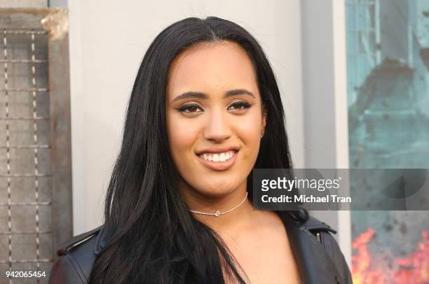 Simone Alexandra Johnson arrives to the Los Angeles premiere of Warner Bros. Pictures' "Rampage" held at Microsoft Theater on April 4, 2018 in Los...