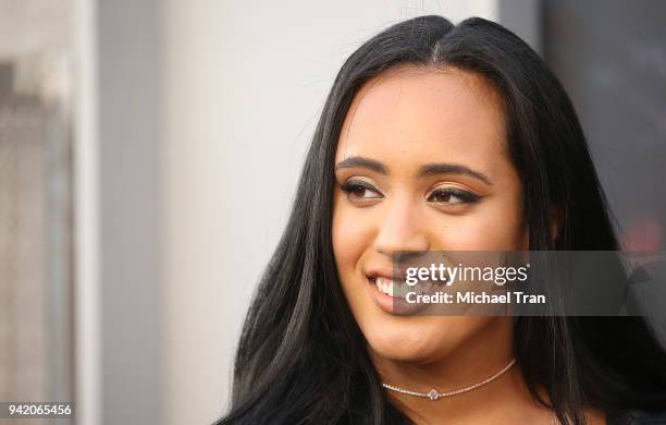 Simone Alexandra Johnson arrives to the Los Angeles premiere of Warner Bros. Pictures' "Rampage" held at Microsoft Theater on April 4, 2018 in Los...