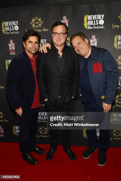 John Stamos, Bob Saget, and Jeff Garlin attend the 18th Annual International Beverly Hills Film Festival Opening Night Gala Premiere of "Benjamin" at...