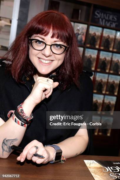 Writer Victoria Schwab aka V.E.Schwab poses during Paris Book Fair 2018 at Parc Des Expositions Porte de Versailles, France on .