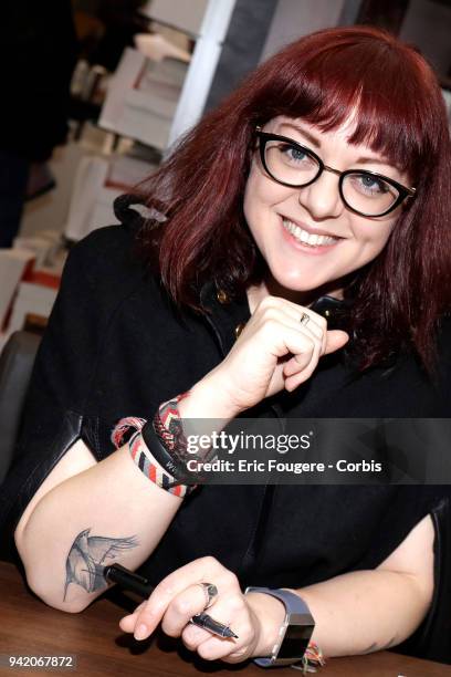 Writer Victoria Schwab aka V.E.Schwab poses during Paris Book Fair 2018 at Parc Des Expositions Porte de Versailles, France on .