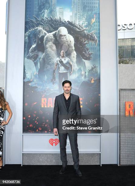 Joe Manganiello arrives at the Premiere Of Warner Bros. Pictures' "Rampage" at Microsoft Theater on April 4, 2018 in Los Angeles, California.