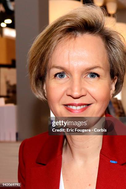 Politician Virginie Calmels poses during Paris Book Fair 2018 at Parc Des Expositions Porte de Versailles, France on .