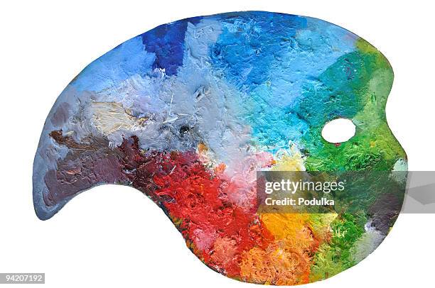 art palette right composition of colours - palet stockfoto's en -beelden