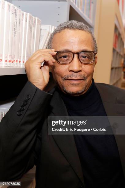 Writer Yasmina Khadra poses during Paris Book Fair 2018 at Parc Des Expositions Porte de Versailles, France on .