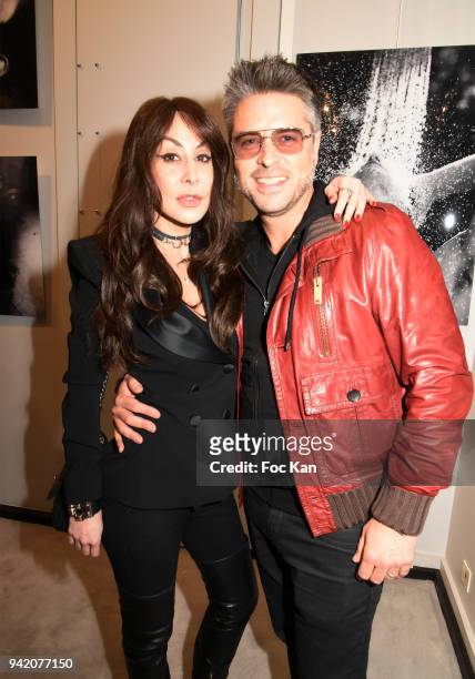 Photographer Stefanie Renoma and actor Anthony Dupray attend the "Faux Semblants" : Stefanie Renoma Exhibition Preview At Mairie du 8eme on April 4,...