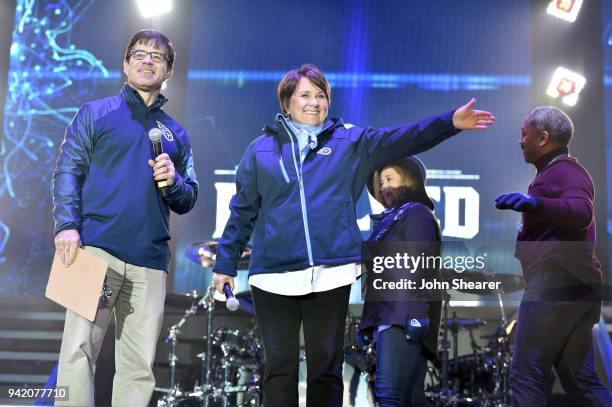Owner of the Tennessee Titans, Amy Adams Strunk, speaks onstage during "Tradition Evolved" concert event in downtown Nashville to celebrate The...