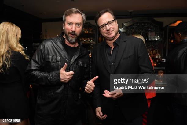 Tom Green and Bob Saget attend the 18th Annual International Beverly Hills Film Festival "Benjamin" Premiere After Party at Beauty & Essex on April...