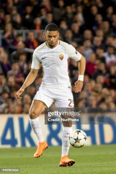 Bruno Peres during the UEFA Champions League match between FC Barcelona and AS Roma at the Camp Nou Stadium in Barcelona, Catalonia, Spain on April...