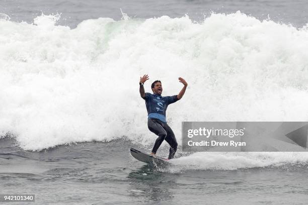 Italo Ferreira of Brazil celebrates after winning the Rip Curl Pro Bells Beach at Bells Beach on April 5, 2018 in Melbourne, Australia.