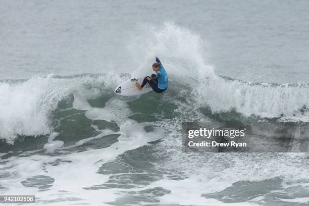 Stephanie Gilmore of Australia competes in the Rip Curl Pro Bells Beach at Bells Beach on April 5, 2018 in Melbourne, Australia.