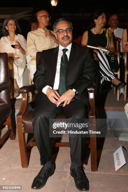 Sohail Mahmood during an ongoing exhibition 'Hashiya - The Margin' by Anant Art Gallery at Bikaner House, on March 30, 2018 in New Delhi, India. The...