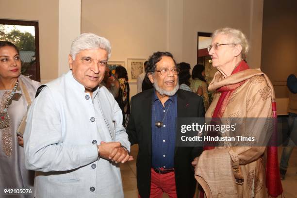 Bollywood lyricist-writer Javed Akhtar, Maite Delteil, French painter exhibiting predominantly in India, and Sakti Burman, contemporary Indian artist...