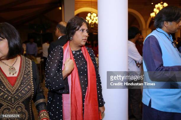 Journalist Barkha Dutt during the launch of senior journalist, columnist and author Seema Goswami's book "Race Course Road", on April 3, 2018 in New...