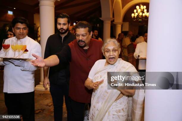 Former Delhi Chief Minister Sheila Dixit, with journalist Vir Sanghvi during the launch of senior journalist, columnist and author Seema Goswami's...