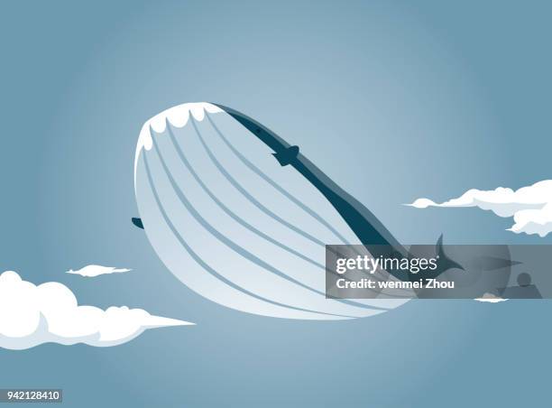 whale - feather floating stock illustrations