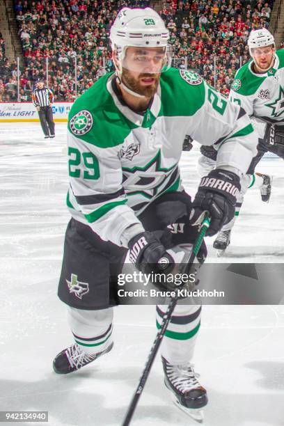 Greg Pateryn of the Dallas Stars skates against the Minnesota Wild during the game at the Xcel Energy Center on March 29, 2018 in St. Paul, Minnesota.