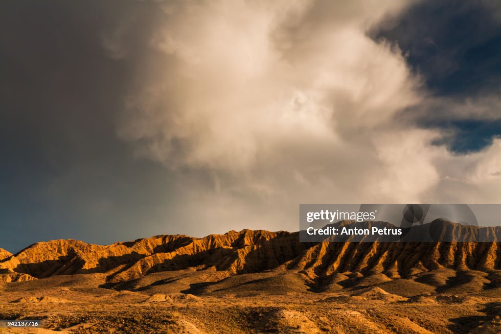 Sunset over the desert landscape