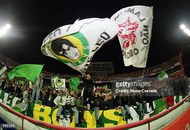 Sporting Lisbon fans during the Portuguese Campeonato match between Benfica and Sporting Lisbon played at the Stadium of Light, in Lisbon, Portugal...