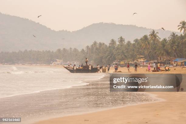 early morning in palolem beach - palolem beach stock pictures, royalty-free photos & images