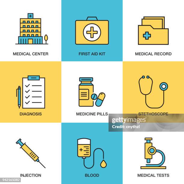 medicine and healthcare icon set - doctor visit icon stock illustrations