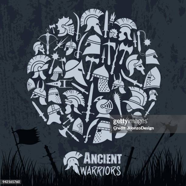 ancient warriors - sparta greece stock illustrations