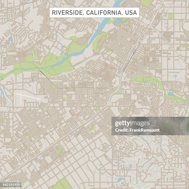 illustrazioni stock, clip art, cartoni animati e icone di tendenza di mappa di riverside california us city street - riverside county