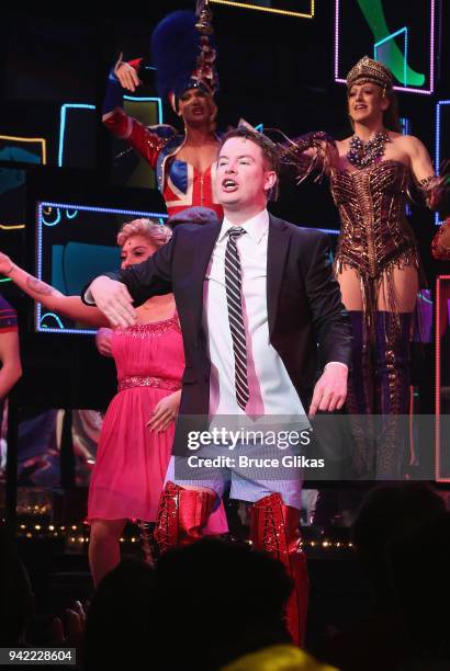 American Idol Season 7 Winner David Cook as "Charlie Price celebrates onstage as the hit musical "Kinky Boots" celebrates it's 5th Anniversary on...