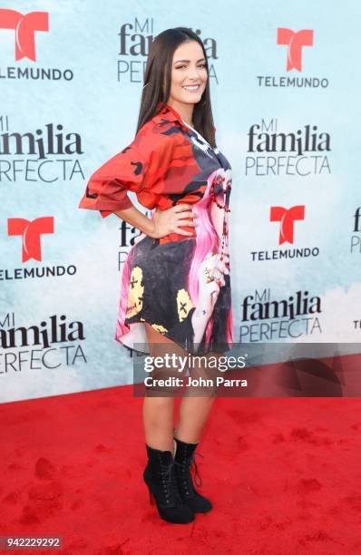 Daniela Navarro arrives at Telemundo's "Mi Familia Perfecta" Private Premiere Screening at The Wharf Miami on April 4, 2018 in Miami, Florida.