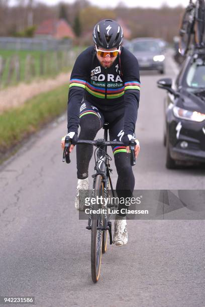Peter Sagan of Slovakia and Team Bora - Hansgrohe during training of 116th Paris to Roubaix 2018 on April 5, 2018 in Arenberg, France.