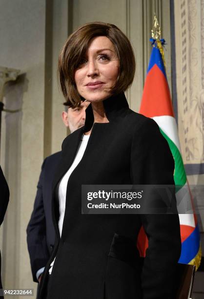 Anna Maria Bernini at the end of the Consultations of the President of the Republic for the formation of the new Government on April 05, 2018 in...