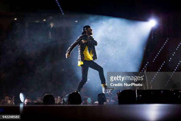 Jovanotti peforms in Turin, Italy, on April 4, 2018. Sold out for the second of five evenings that the king of pop Lorenzo Cherubini, aka Jovanotti,...