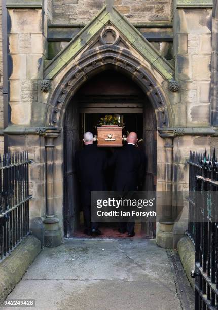 The coffin is carrried into the funeral of Cardinal Keith Patrick O'Brien, formerly the Catholic Church's most senior figure in the country takes...