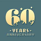 60 years anniversary vector icon, symbol