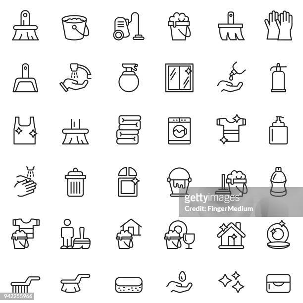stockillustraties, clipart, cartoons en iconen met schoonmaak pictogramserie - splash wasser