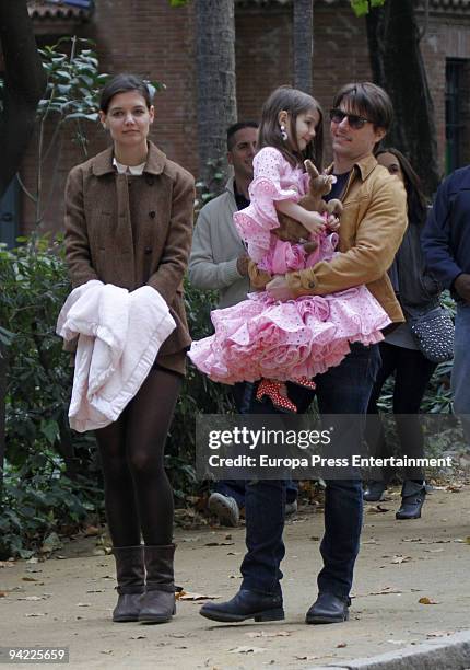Suri Cruise , daughter of actors Tom Cruise and Katie Holmes, is seen dressed up like a flamenco dancer in Mara Luisa Park on December 9, 2009 in...