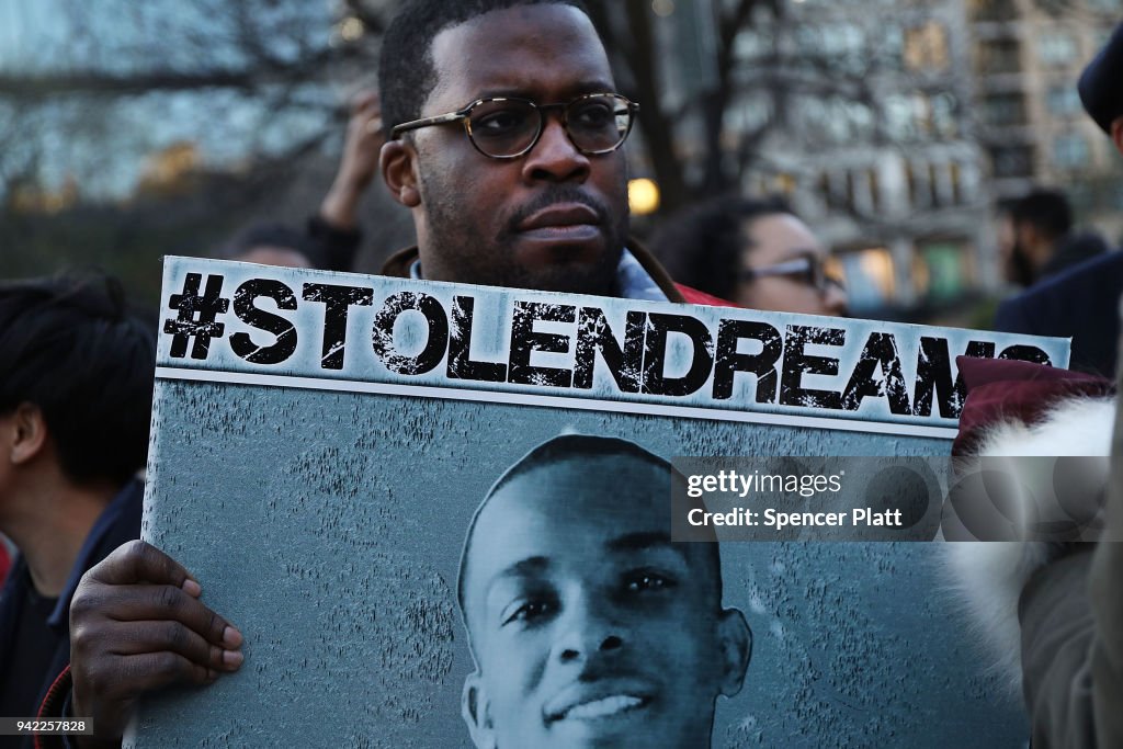 Vigil And Rally Held For Stephon Clark In NYC On 50th Anniversary Of MLK's Assassination