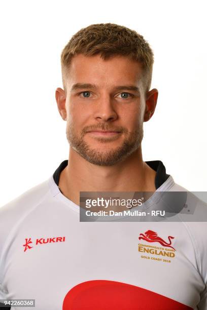 Tom Mitchell of England poses for a portrait during the England Sevens Squad Photocall at Twickenham Stadium on March 22, 2018 in London, England.