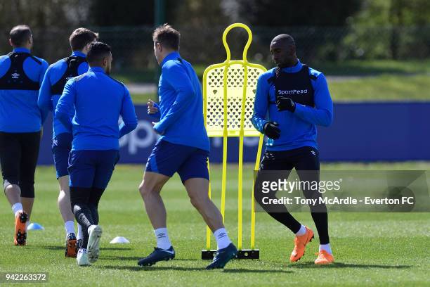 Yannick Bolasie during the Everton FC training session at USM Finch Farm on April 5, 2018 in Halewood, England.