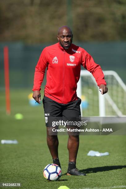 Darren Moore - First Team Coach takes the training session during a West Bromwich Albion training session on April 5, 2018 in West Bromwich, England.